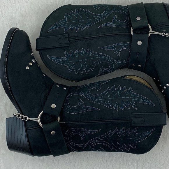 Smokey Mountain Embellished Black with Blue Cowgirl Boots Sz 13.5 - Picture 8 of 12